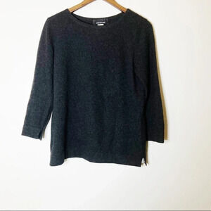 100% Cashmere Sweater Soft Crewneck Top Size Medium Charcoal Gray